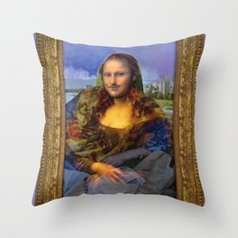 Mona (Kevin) Lisa : Satire + Contemporary Fine Art Throw Pillow