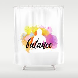 Silhouette of a woman sitting balanced in lotus pose watercolor	 Shower Curtain