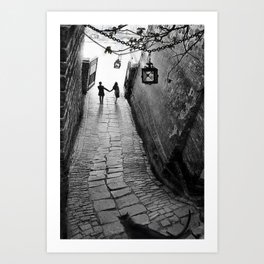 Fooled Around and Fell in Love, Florence, Italy 2014 romantic black and white photography / photograph Art Print