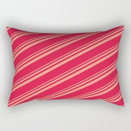 [ Thumbnail: Dark Salmon and Crimson Colored Striped Pattern Rectangular Pillow ]