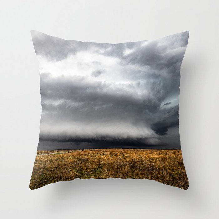Split Second Scenery - Supercell Thunderstorm Takes Shape in the Blink of an Eye on a Stormy Spring Day in Texas Throw Pillow