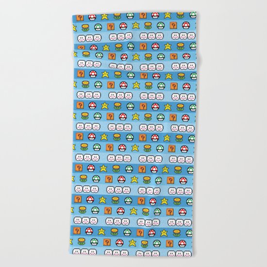 Pixel retro game Beach Towel