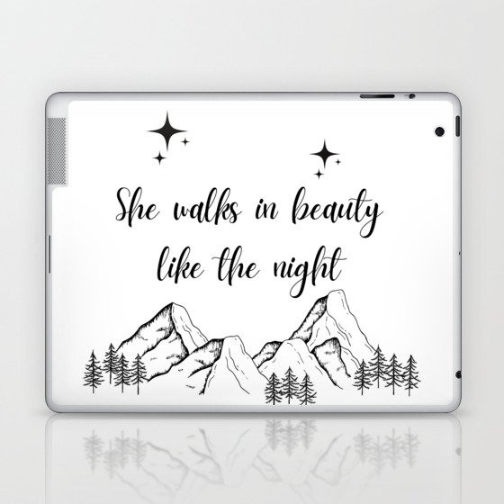 She Walks In Beauty Poem - Lord Byron - Poetry Quote - Literature Lovers - Artwork Laptop & iPad Skin