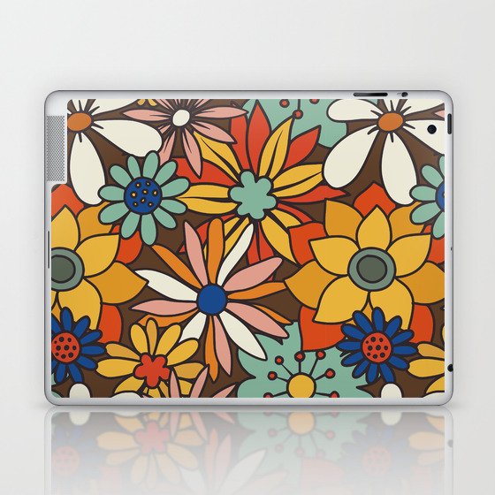 Colorful Retro Flowers Laptop & iPad Skin