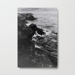 "Waves Crashing" | Moody black and white travel photography, Spain | Photo Metal Print