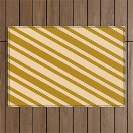 [ Thumbnail: Dark Goldenrod & Tan Colored Lines/Stripes Pattern Outdoor Rug ]