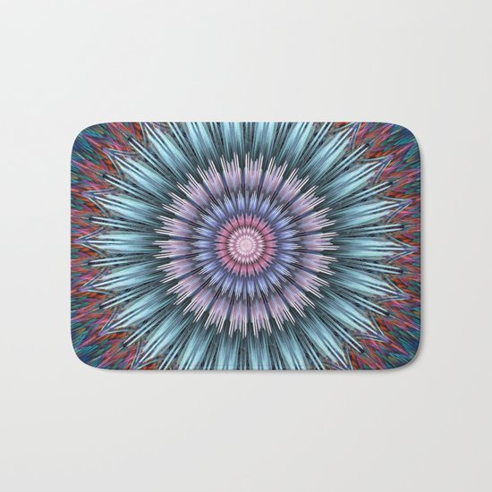 groovy bloom in blue, pink, orange and turquoise Bath Mat