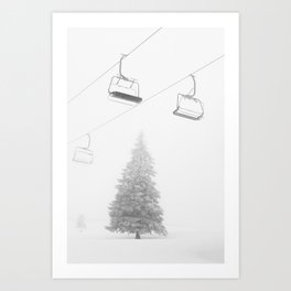 Winter Ski Lift  Art Print