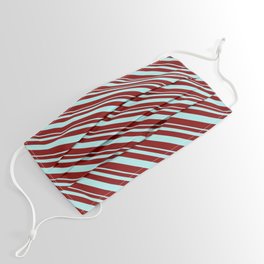 [ Thumbnail: Turquoise & Maroon Colored Striped Pattern Face Mask ]