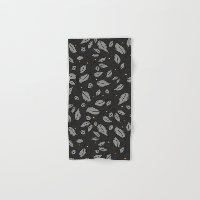Luxurious grey and yellow leaves and dots pattern Hand & Bath Towel