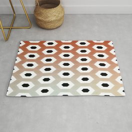 Black and White Geometric on Ombre Red Brown Beige Area & Throw Rug