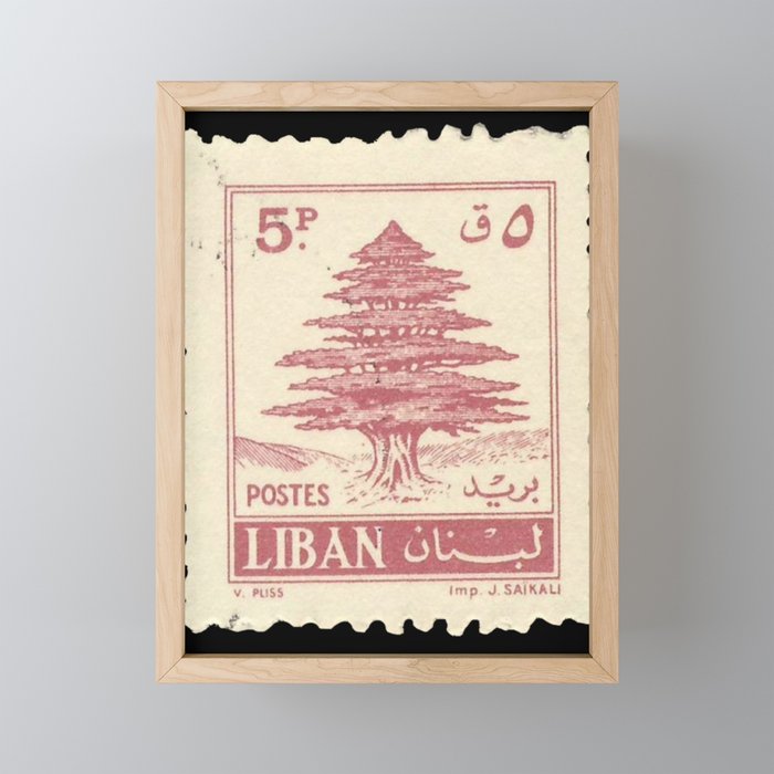 Lebanon vintage timbre Framed Mini Art Print