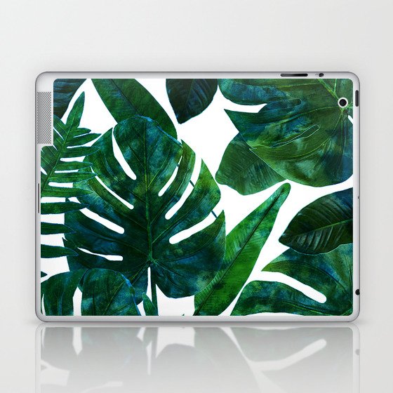 Tropical Nature Monstera Watercolor Painting, Botanical Jungle Dark Palm Illustration Laptop & iPad Skin