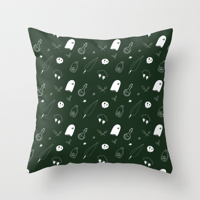 Witchcraft - Green Throw Pillow