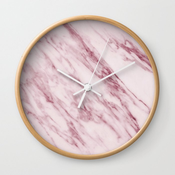 Pink Marble Pattern - Swirled Raspberry Pink Marble Wall Clock
