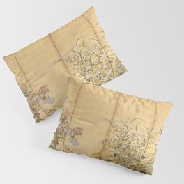 Japanese Edo Period Six-Panel Gold Leaf Screen - Spring and Autumn Flowers Pillow Sham