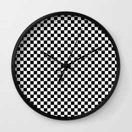 Classic Black and White Checkerboard Repeating Pattern Wall Clock