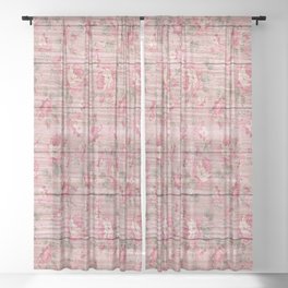 Flower on Wood Collection #1 Sheer Curtain