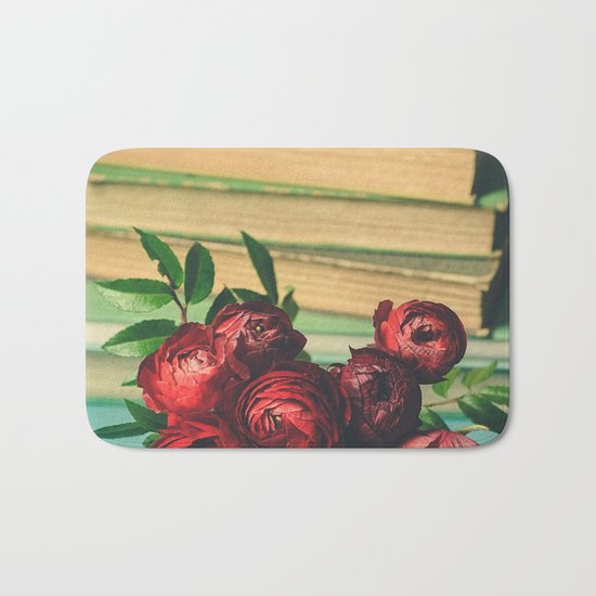 Books and Flowers Bath Mat
