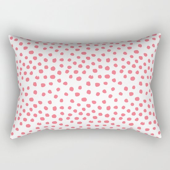Coral dots pattern minimal painted polka dots Rectangular Pillow
