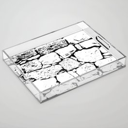 Abstract old stone wall black and white Acrylic Tray