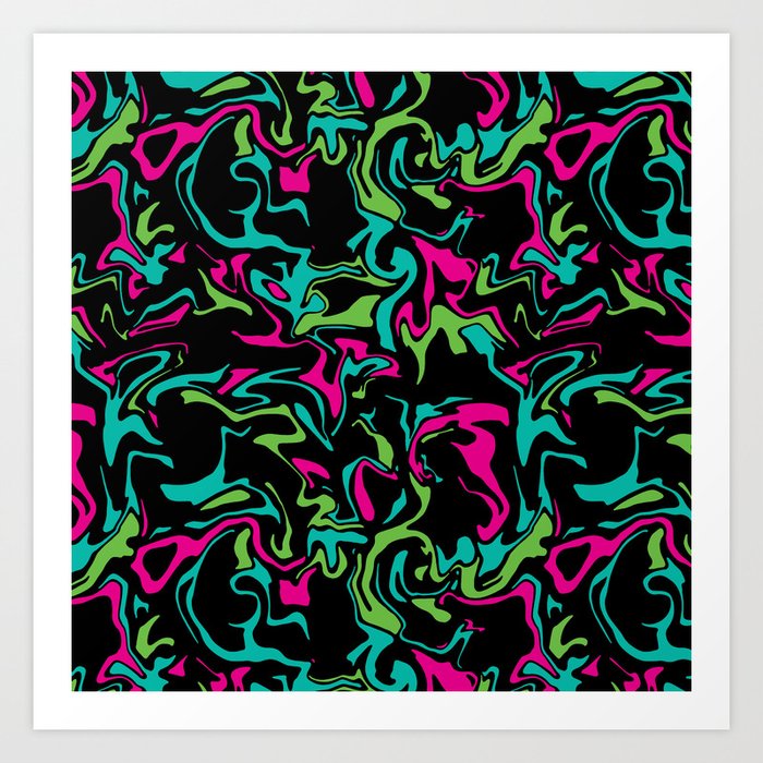 Abstract Neon Swirl Art Print