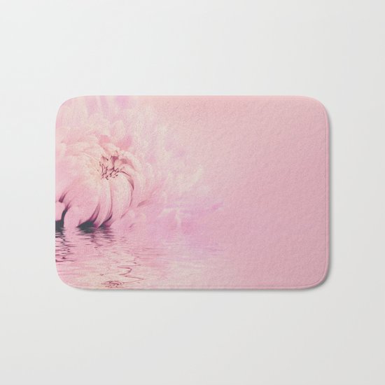Romantic chrysanthemum flower soft pink pastel Bath Mat