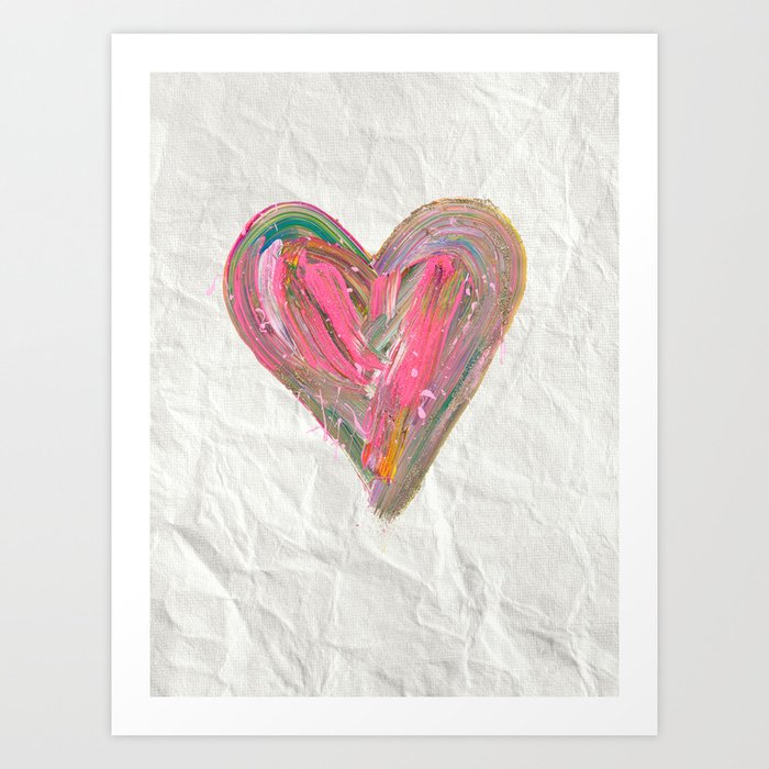 Splatter Rainbow Glittery Heart Art Print