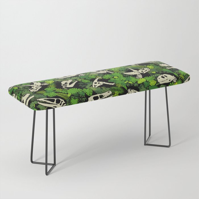 Paleontology Dinosaur Lover Fossil Dino Skull Jungle Pattern Bench