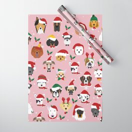 Christmas Dog Pattern Illustration Wrapping Paper | Pattern, Digital, Antlers, Pink, Dogs, Xmasdogs, Graphicdesign, Funnydogs, Cute, Pets 