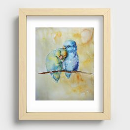 Cute Birds in Love Recessed Framed Print