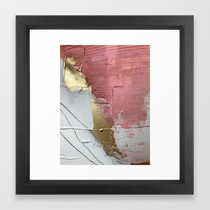 Darling A Minimal Abstract Mixed Media Piece In Pink White And Gold By Alyssa Hamilton Art Framed Art Print By Blushingbrushstudio Society6