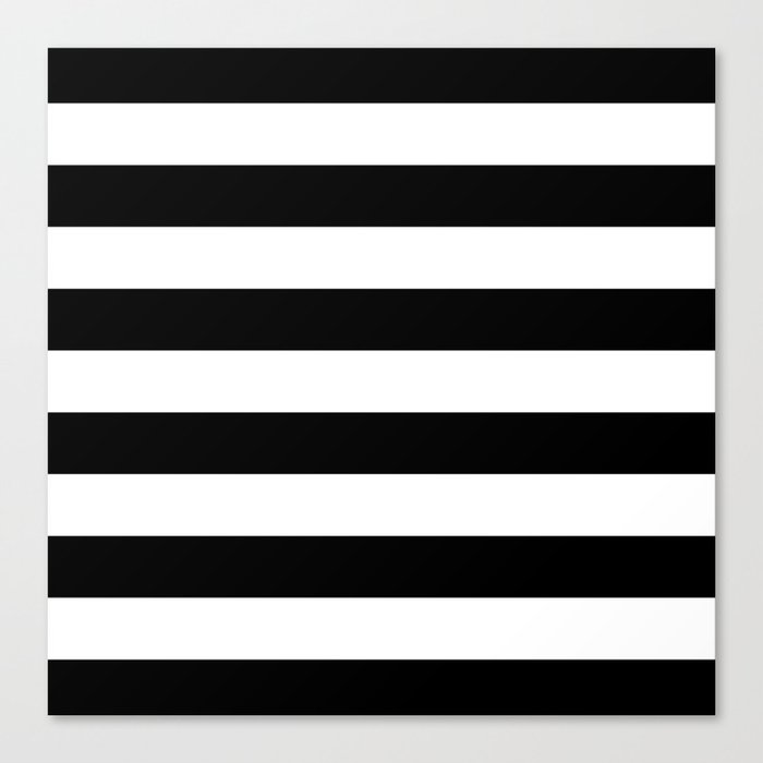 Stripe Black And White Horizontal Line Bold Minimalist Cabana Stripes Lines Drawing Canvas Print