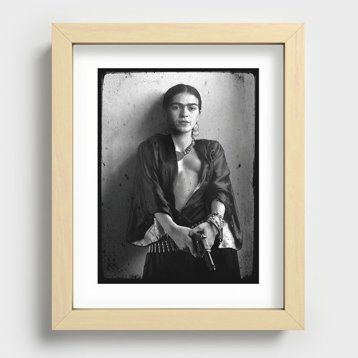 Frida Kahlo The Gun Art Mexican Recessed Framed Print