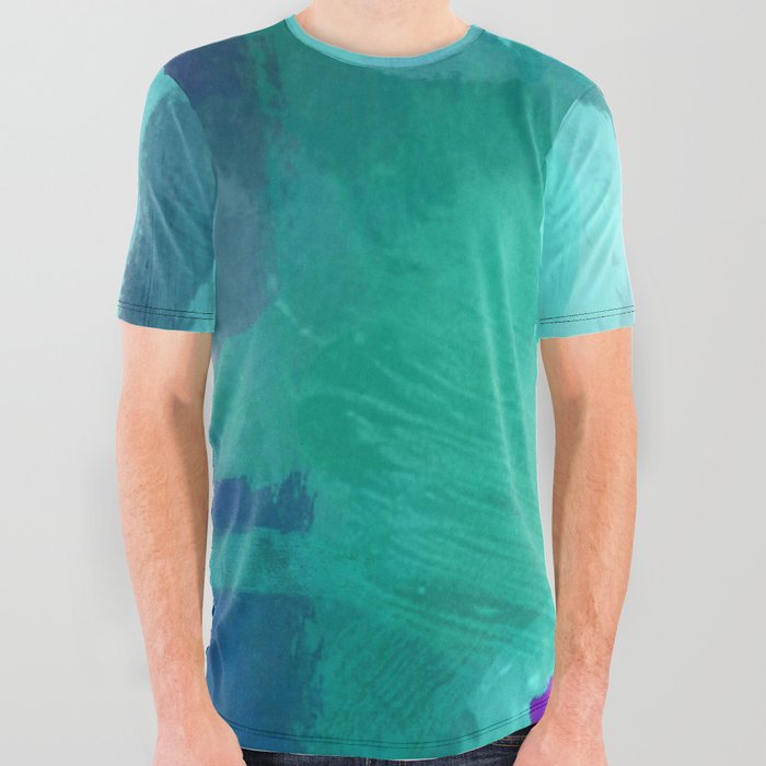 abstract splatter brush stroke painting texture background in blue purple All Over Graphic Tee