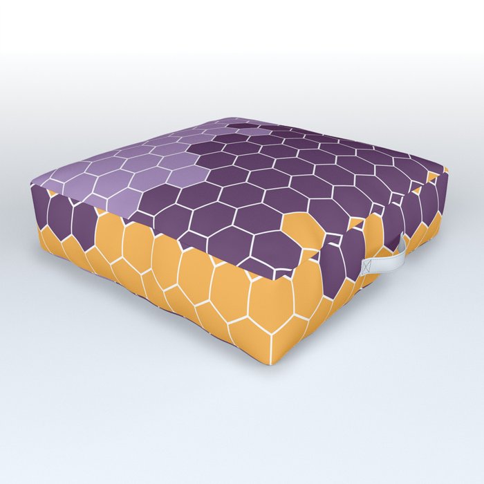 Honeycomb Purple Violet Yellow Hive Outdoor Floor Cushion