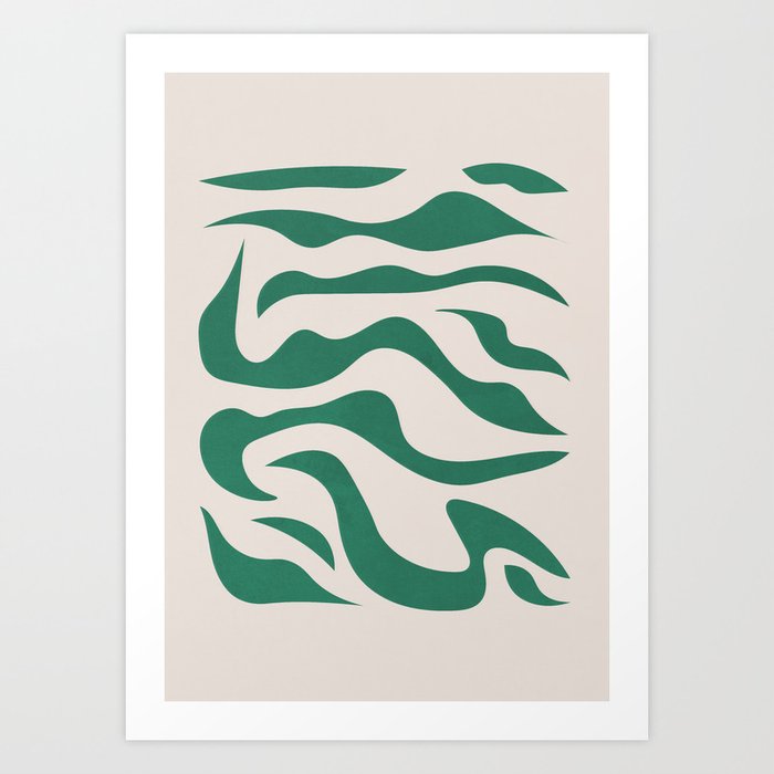 Abstract Botanical Green Leaf Shapes Art Print