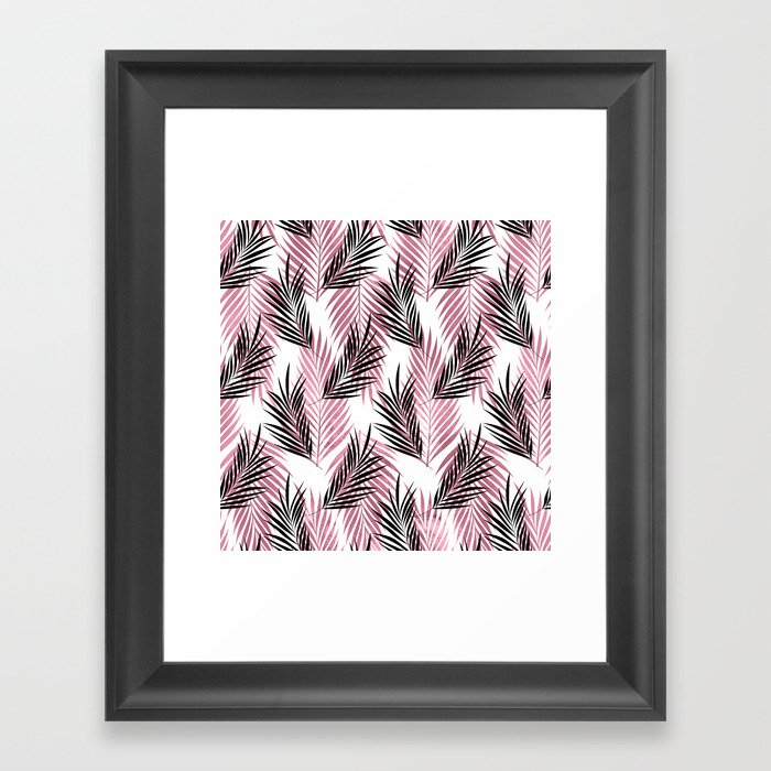 Pretty Girly Palm Leaves Pattern Framed Art Print