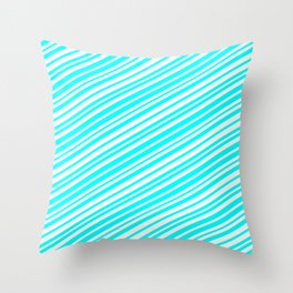 [ Thumbnail: Mint Cream & Aqua Colored Stripes Pattern Throw Pillow ]