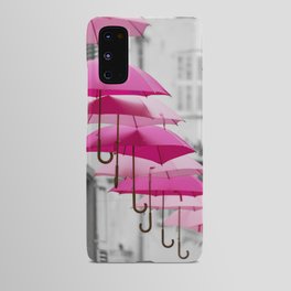 Pink umbrella in black and White Android Case