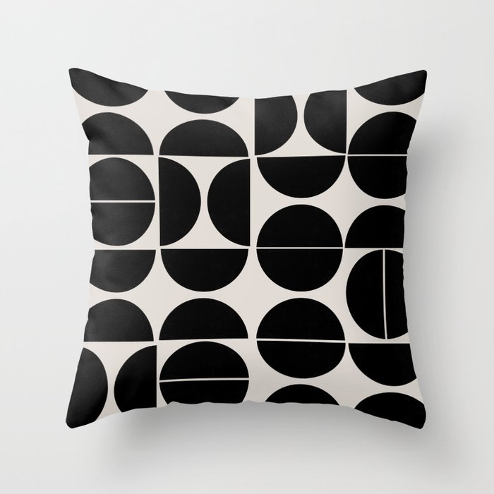 Mid century modern geometric black Throw Pillow