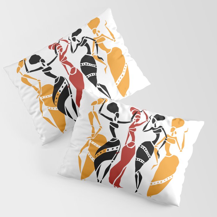 Abstract African dancers silhouette. Figures of african women. Pillow Sham