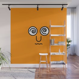 type face: Dizzy Emoji Orange Wall Mural