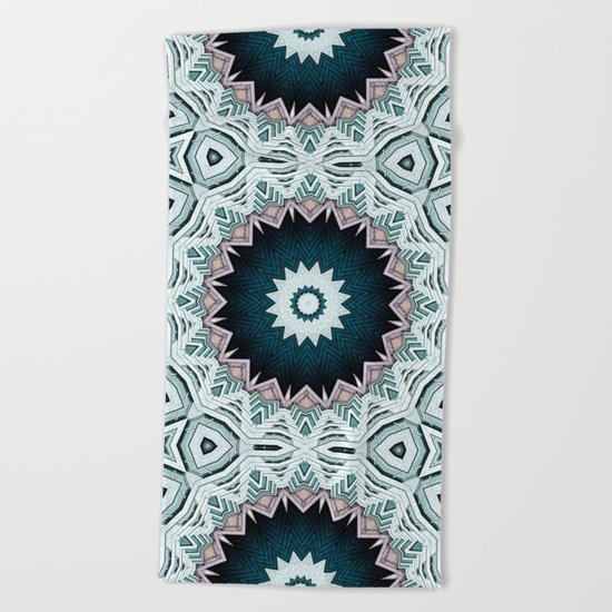 Blue Green Buildings Mandala Beach Towel