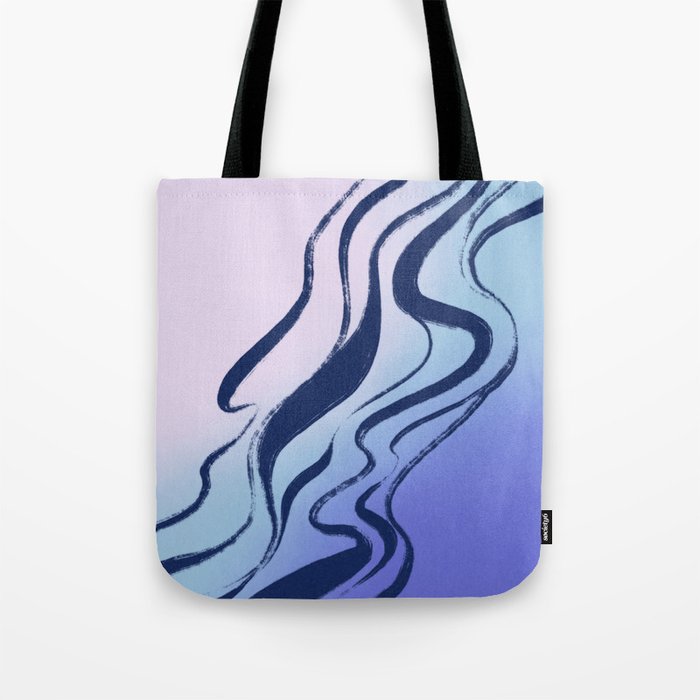 Japanese Blue Wave Abstract Retro Aesthetic  Tote Bag