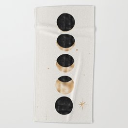 Gold Moon Phases Beach Towel