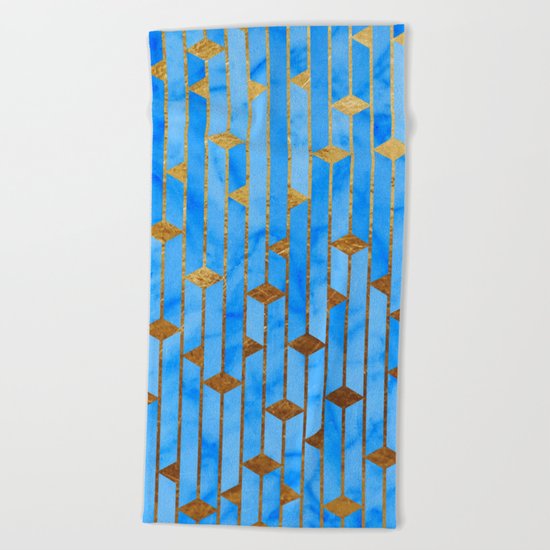 Blue Marble Skyscrapers Beach Towel