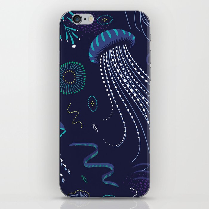 Into the Deep Jellies - Navy iPhone Skin