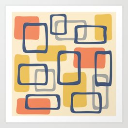 Mid Century Modern Abstract Squares Pattern 456 Art Print