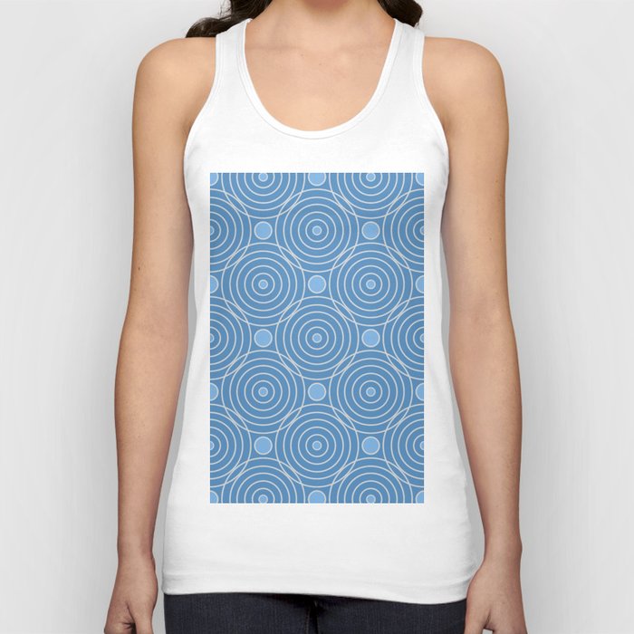 Abstract Geometric Water Ripple Circles Blue and Gray Tank Top
